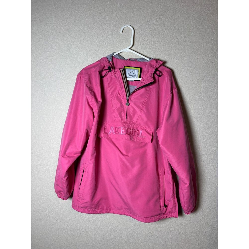 lakegirl womens size M pink rain jacket front pocket